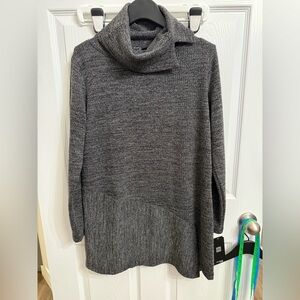 Clara Sun Woo Gray Cowl Neck Knit Tunic XS NWT Made USA Classic neutral preppy